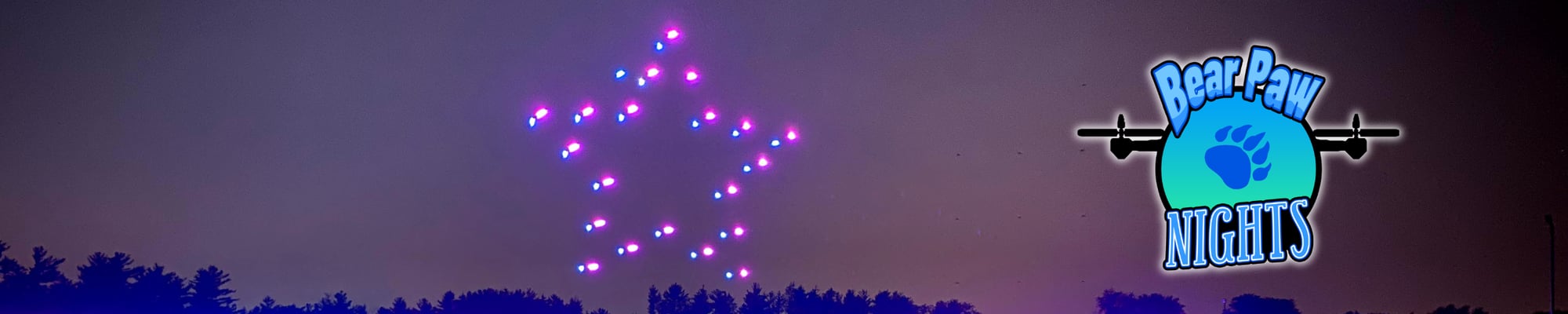 Bear Paw Nights drone show during the summer at Bear Paw Adventure Park.