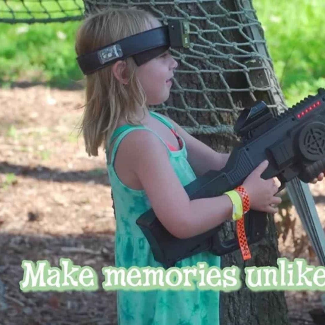 An image of a girl playing outdoor laser tag at Jellystone Park™ Caledonia. An image of a girl playing outdoor laser tag at Jellystone Park™ Caledonia.